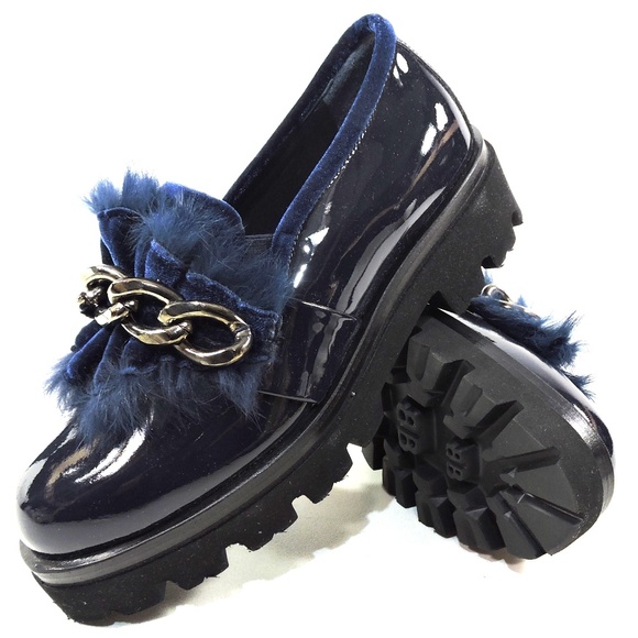BALDININI 🇮🇹 WOMEN'S BLUE PATENT LEATHER COMFORT FASHION LOAFERS - Picture 7 of 7